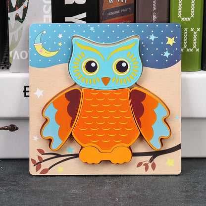 Baby High Quality 3D Wooden Puzzles Educational Cartoon