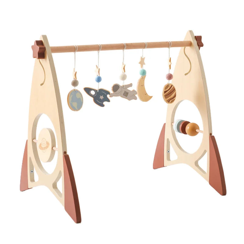 Baby Wooden Rocket Montessori Activity Gym for Newborns