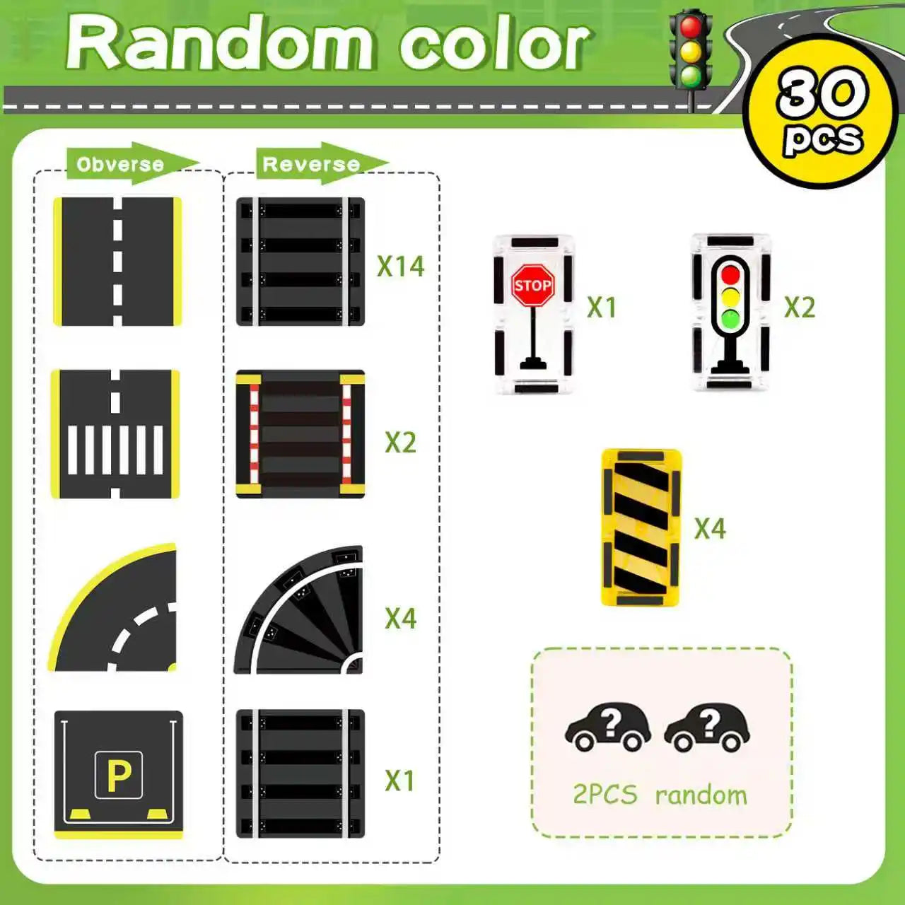 Magnetic Road Building Tiles City Track Toy