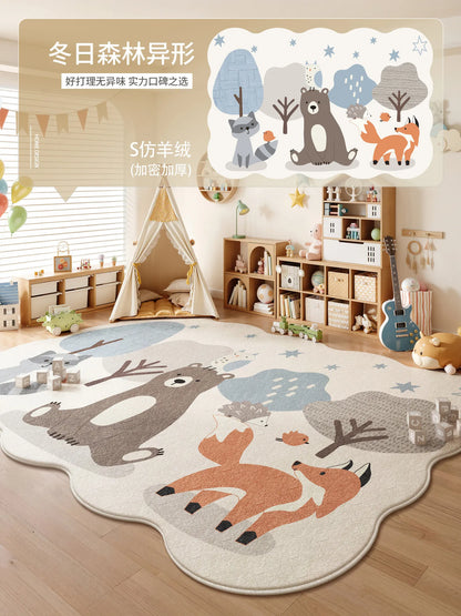 Animal Print Cartoon Plush Carpet for Bedroom Living Room