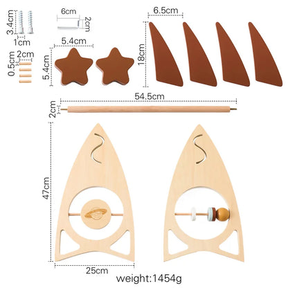 Baby Wooden Rocket Montessori Activity Gym for Newborns