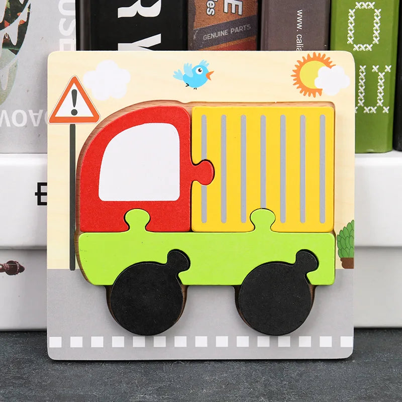 Baby High Quality 3D Wooden Puzzles Educational Cartoon