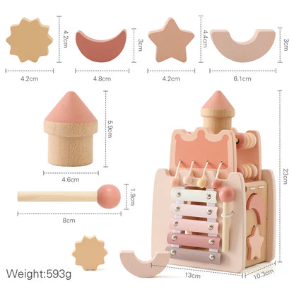 Montessori Wooden Mushroom Castle Stacking Puzzle Toy