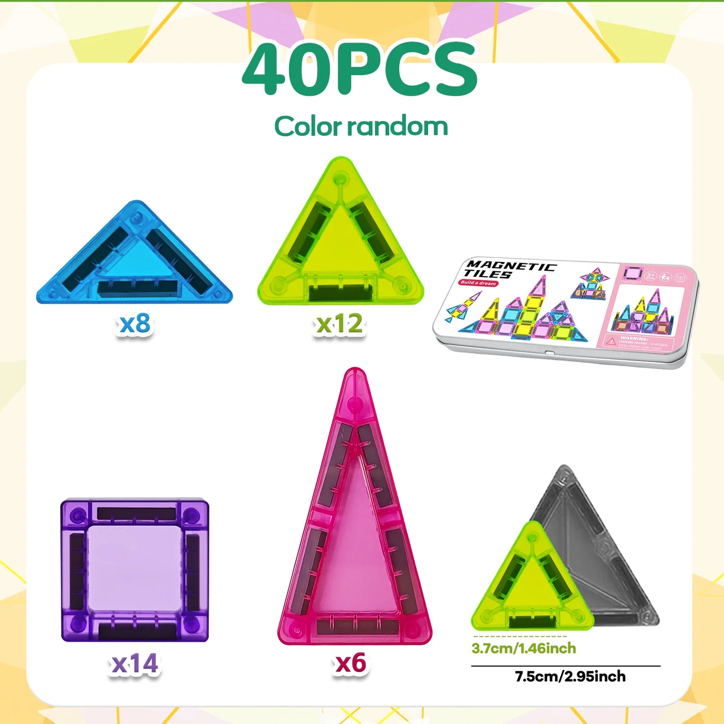 Mini Magnetic Building Tiles Portable Storage Toy