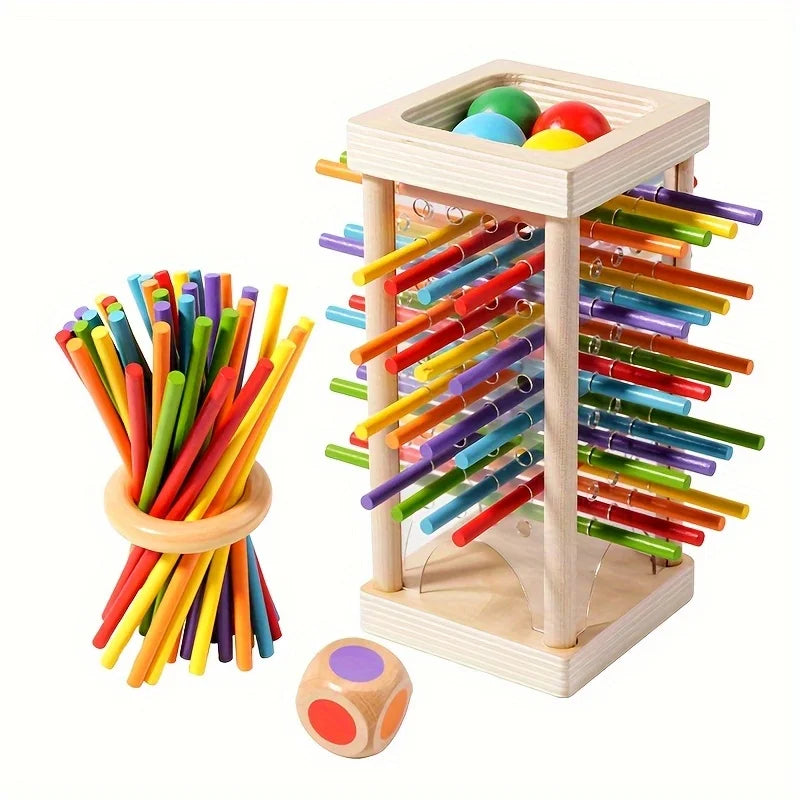 Montessori Wooden Board Game Colorful Sticks Dice Game