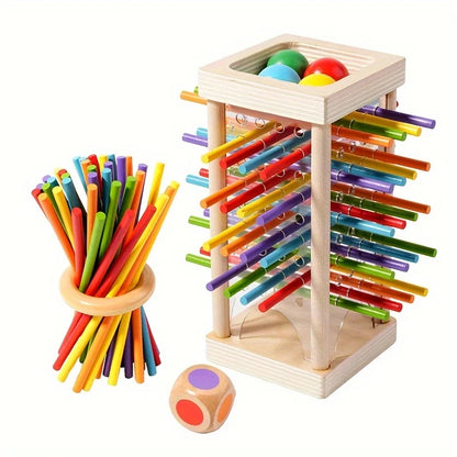 Montessori Wooden Board Game Colorful Sticks Dice Game