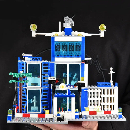 City Police Station Building Blocks Set Boys DIY Car Figures