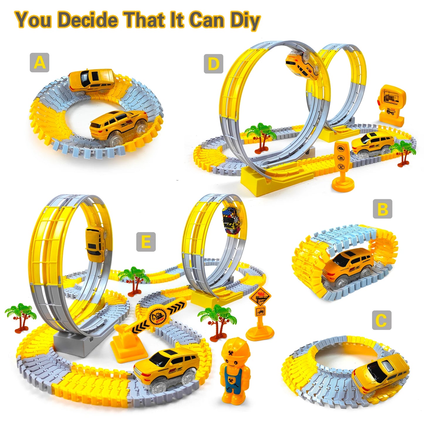Electric Flexible Track Car Engineering Toy Set