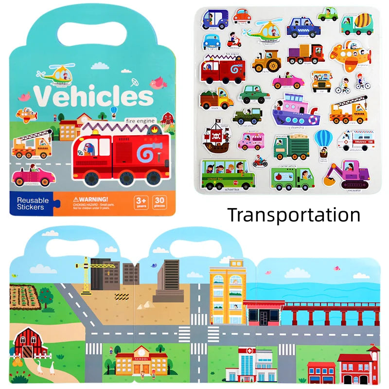 Reusable Toddler Sticker Books 6 Pack | Portable Puffy Bubble