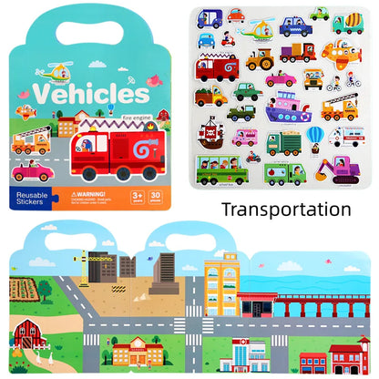 Reusable Toddler Sticker Books 6 Pack | Portable Puffy Bubble