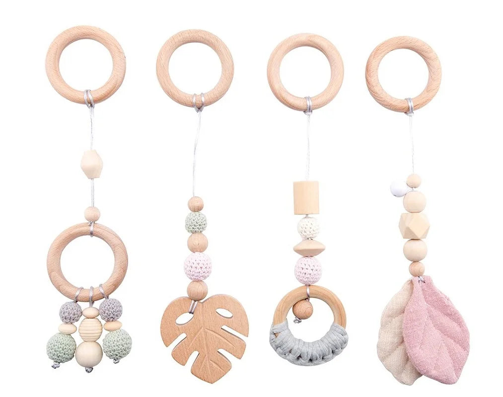 Baby Wooden Rocket Montessori Activity Gym for Newborns