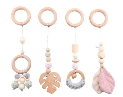 Baby Wooden Rocket Montessori Activity Gym for Newborns