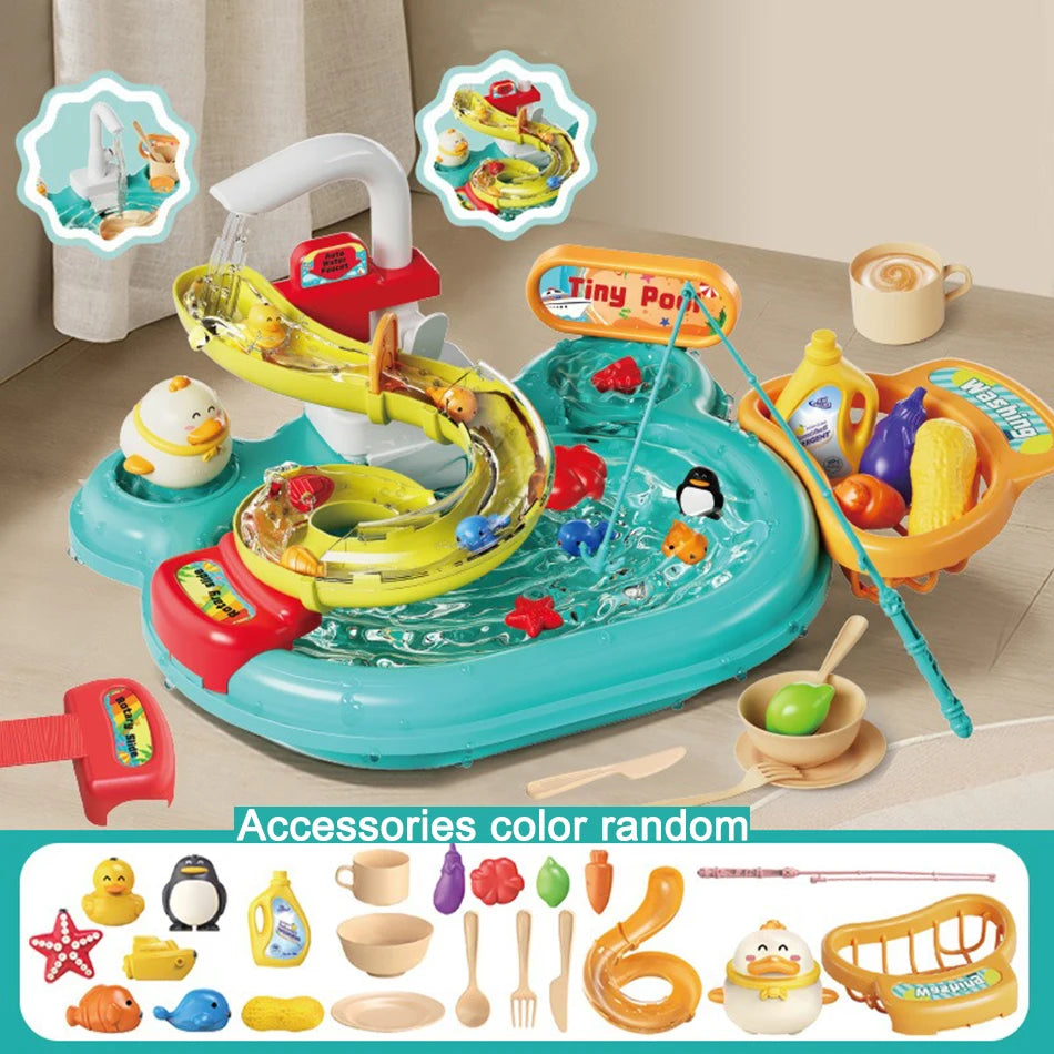Sink Toys Electric Dishwasher Playing Toy With Running