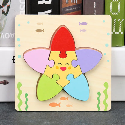 Baby High Quality 3D Wooden Puzzles Educational Cartoon