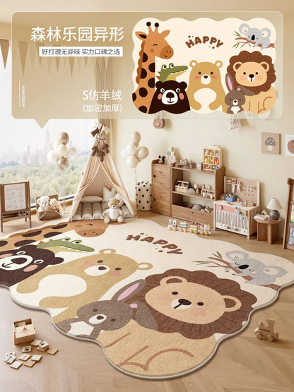 Animal Print Cartoon Plush Carpet for Bedroom Living Room