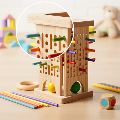 Montessori Wooden Board Game Colorful Sticks Dice Game