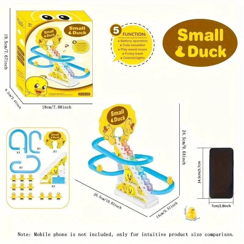 Electric Duck Climbing Stairs Toy with Music Lights