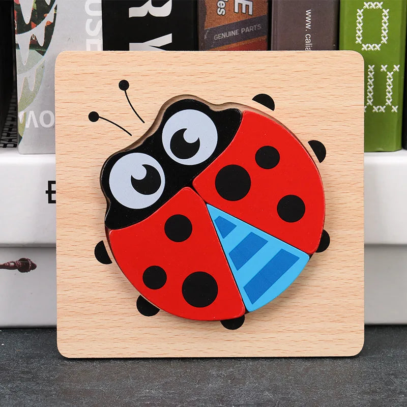 Baby High Quality 3D Wooden Puzzles Educational Cartoon