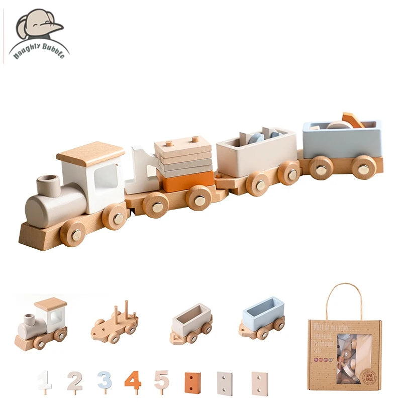 Wooden Train Birthday Toy  Montessori Toys Baby Educational