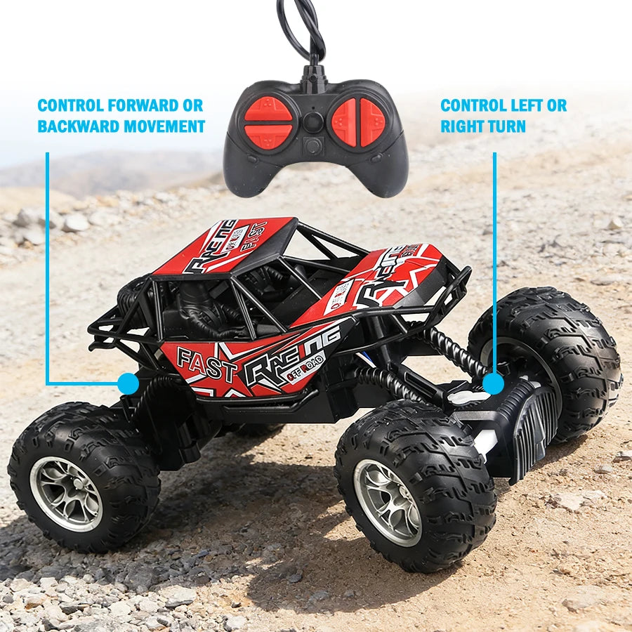 4-Way Remote Control Car with Lights, Anti-Slip Rubber Tires