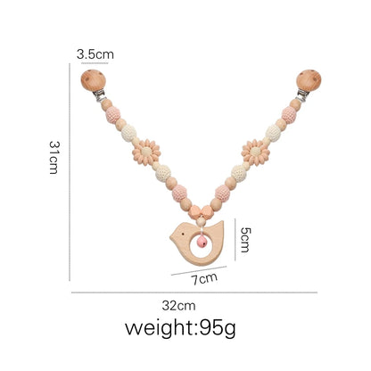 Wood Teether Crochet Baby Hanging Rattle Toy