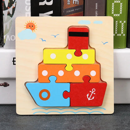 Baby High Quality 3D Wooden Puzzles Educational Cartoon