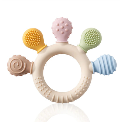 Baby Montessori Silicone Wooden Bead Maze Teether Toy