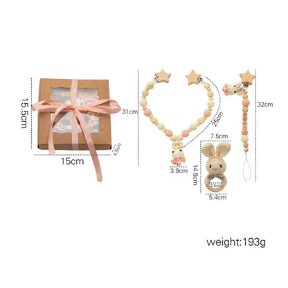 Wood Teether Crochet Baby Hanging Rattle Toy