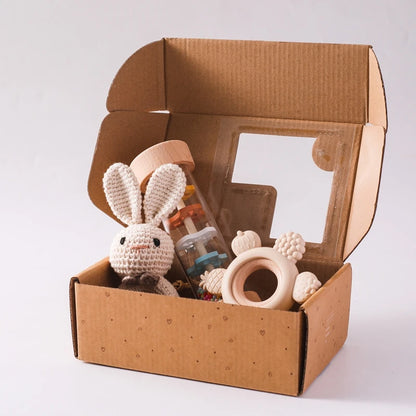 Baby Rattle Set Crochet Animal Sensory Gift Box