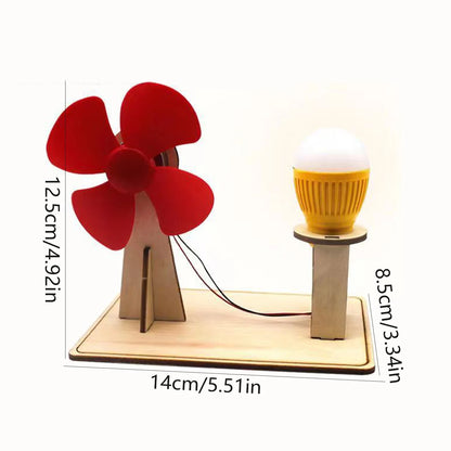 Wooden Wind Generator Model Kids Science Toy Funny Technology
