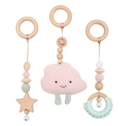 Baby Wooden Rocket Montessori Activity Gym for Newborns