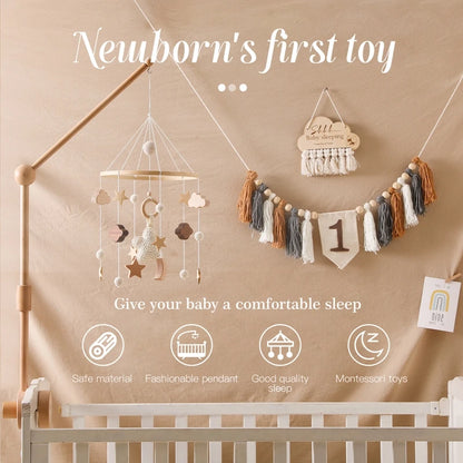 Baby Wooden Crib Mobile Music Bell Hanging Toy