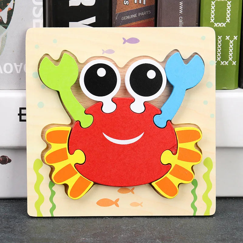 Baby High Quality 3D Wooden Puzzles Educational Cartoon