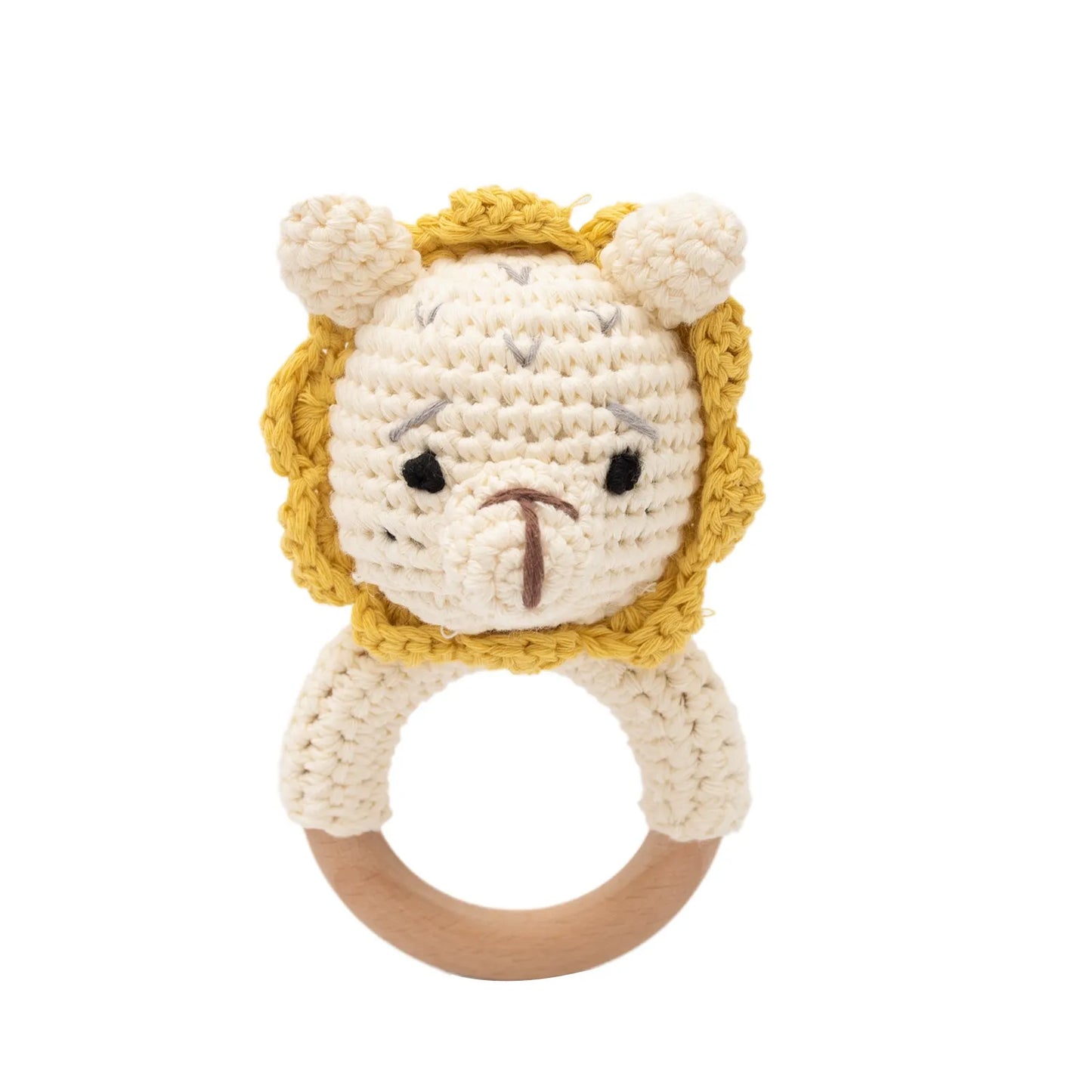 Wooden Rabbit Crochet Baby Rattle Teether Toy