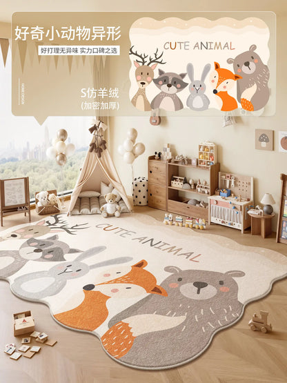 Animal Print Cartoon Plush Carpet for Bedroom Living Room