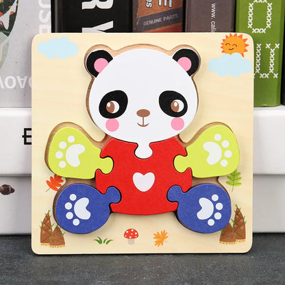 Baby High Quality 3D Wooden Puzzles Educational Cartoon