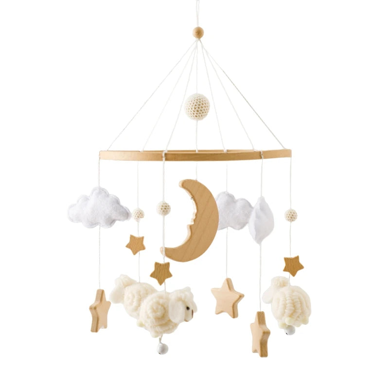 Baby Wooden Crib Mobile Music Bell Hanging Toy