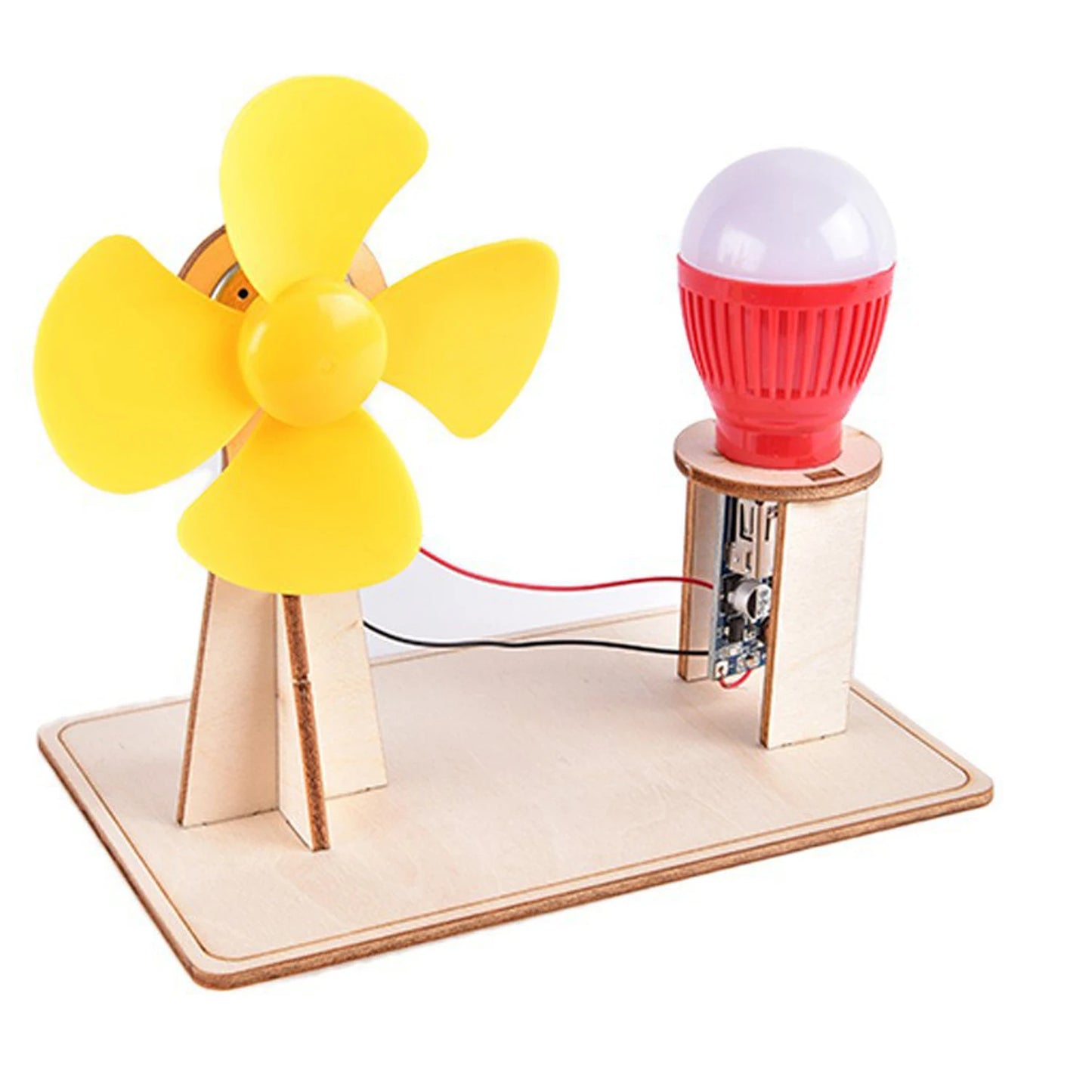 Wooden Wind Generator Model Kids Science Toy Funny Technology