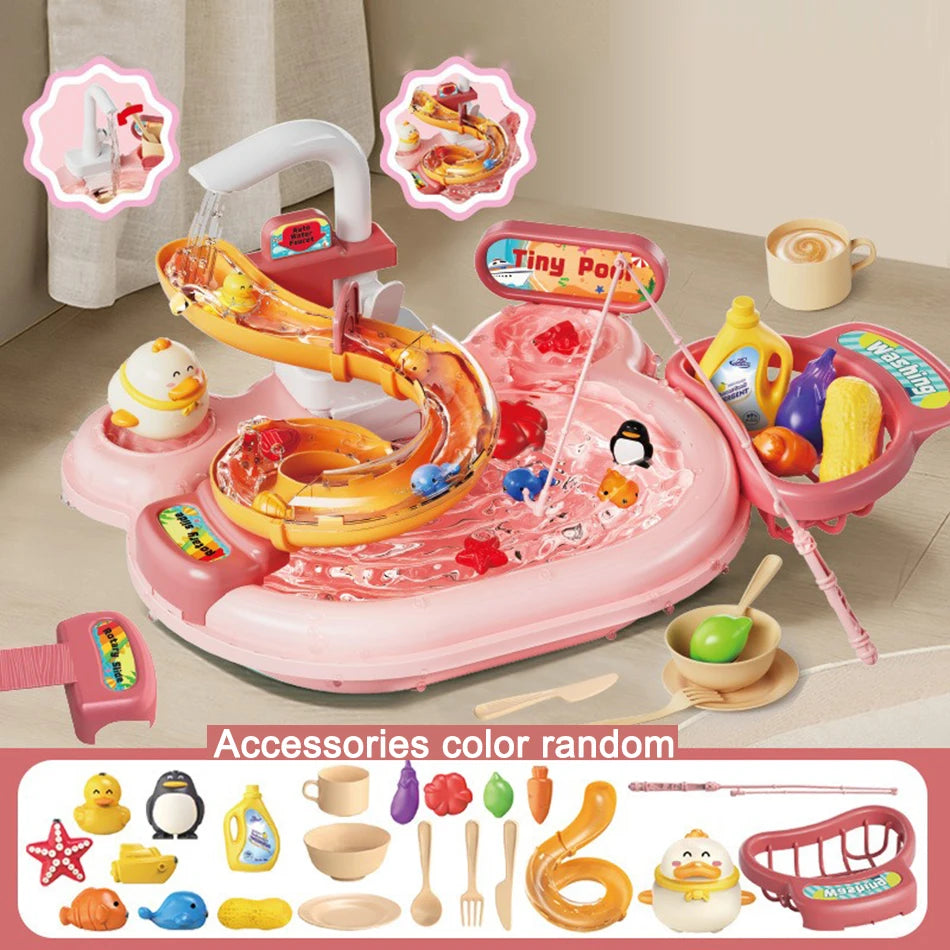 Sink Toys Electric Dishwasher Playing Toy With Running