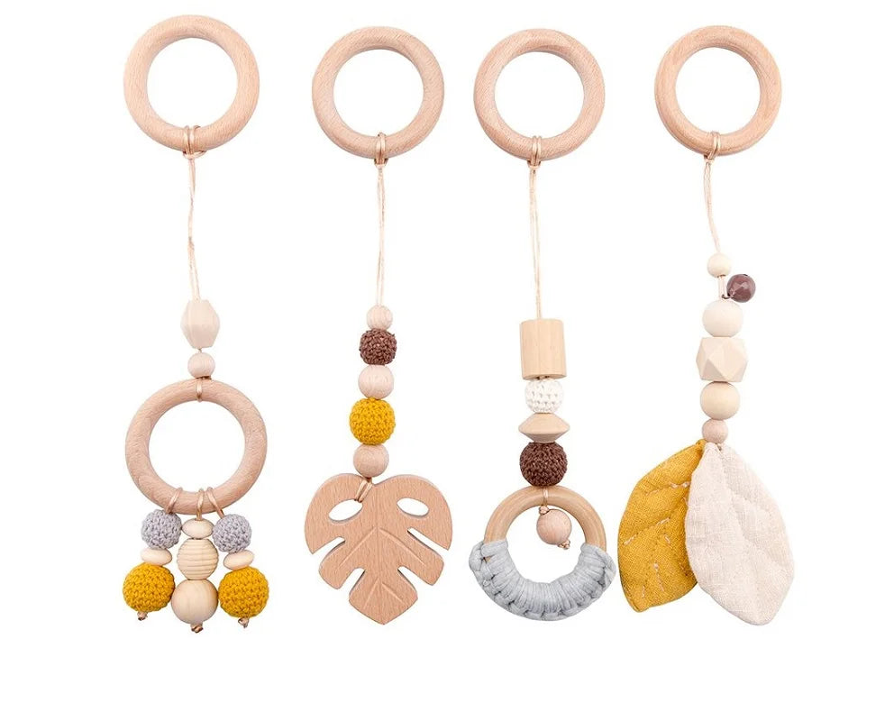 Baby Wooden Rocket Montessori Activity Gym for Newborns