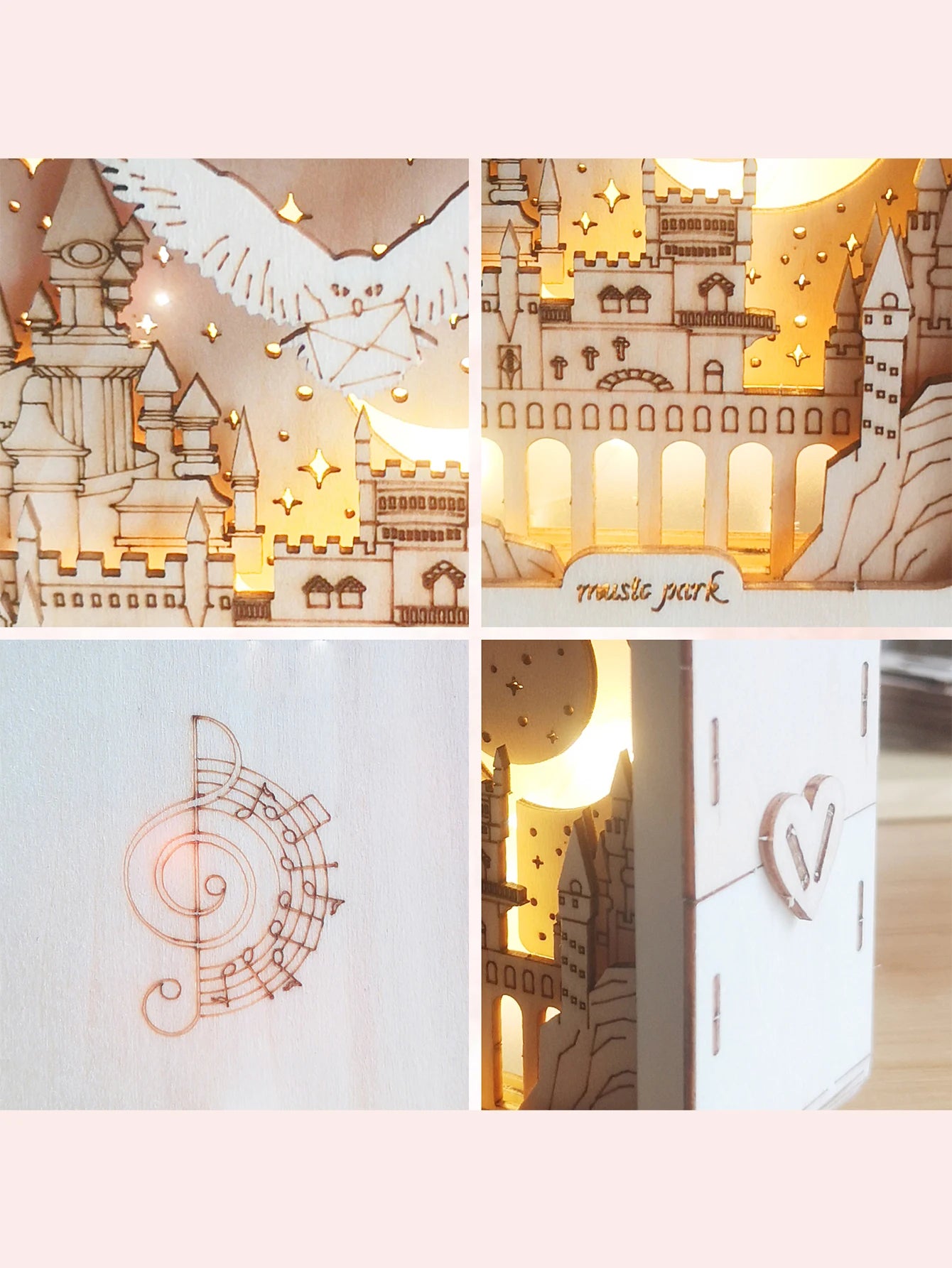 3D Wooden Puzzles Castle Model Kit Night Lights For Kids Desk
