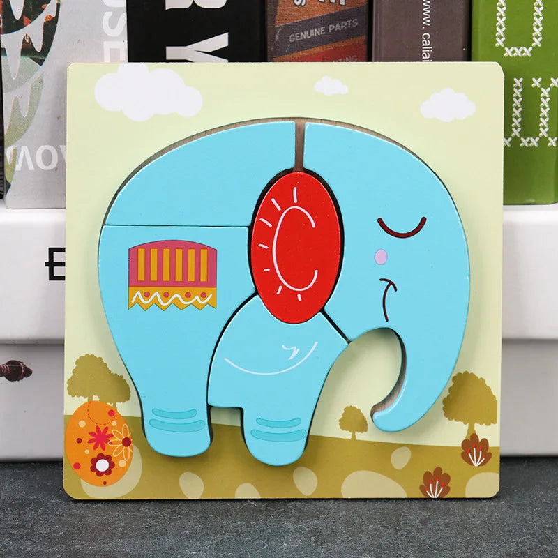 Baby High Quality 3D Wooden Puzzles Educational Cartoon