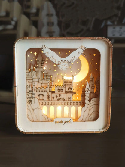 3D Wooden Puzzles Castle Model Kit Night Lights For Kids Desk