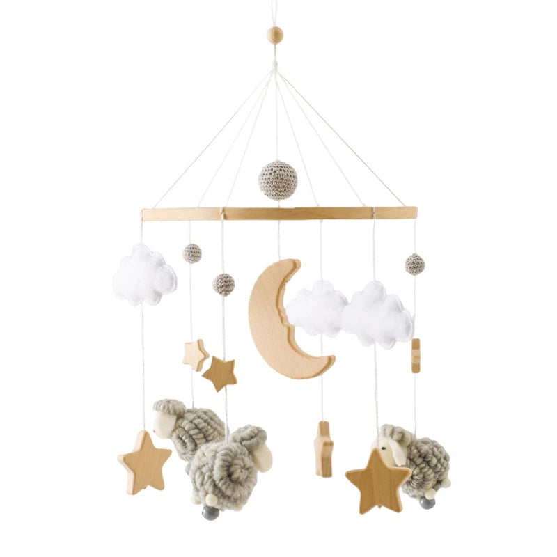 Baby Wooden Crib Mobile Music Bell Hanging Toy