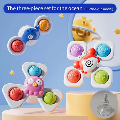 Suction Cup Spinning Top Bath Fidget Toy Set