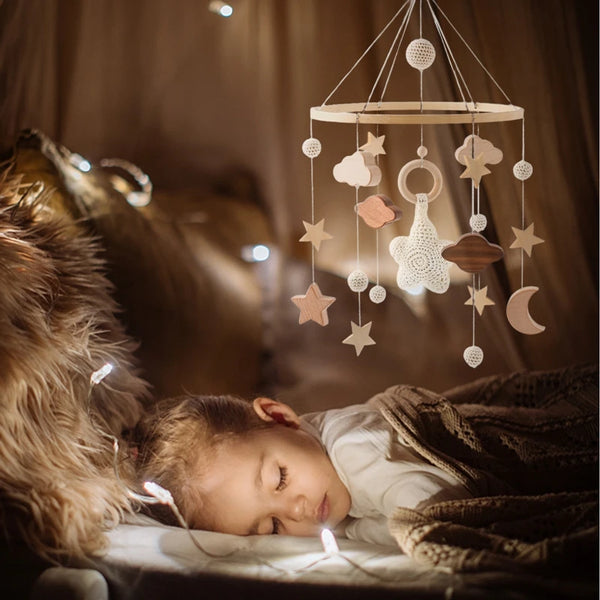 Baby Wooden Crib Mobile Music Bell Hanging Toy