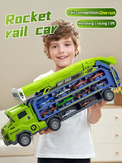 3D Flying Rail Car Transforming Alloy Toy Set