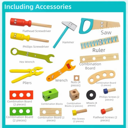 Montessori Wooden Tool Set Kids Assembly Toy