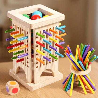 Montessori Wooden Board Game Colorful Sticks Dice Game