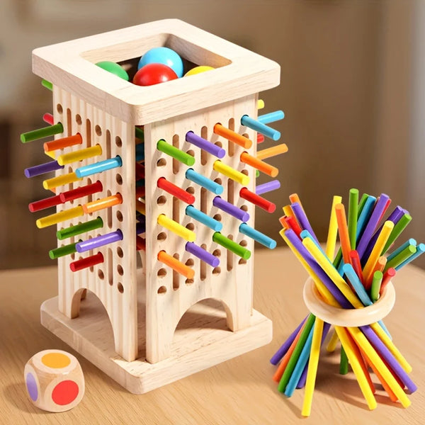 Montessori Wooden Board Game Colorful Sticks Dice Game